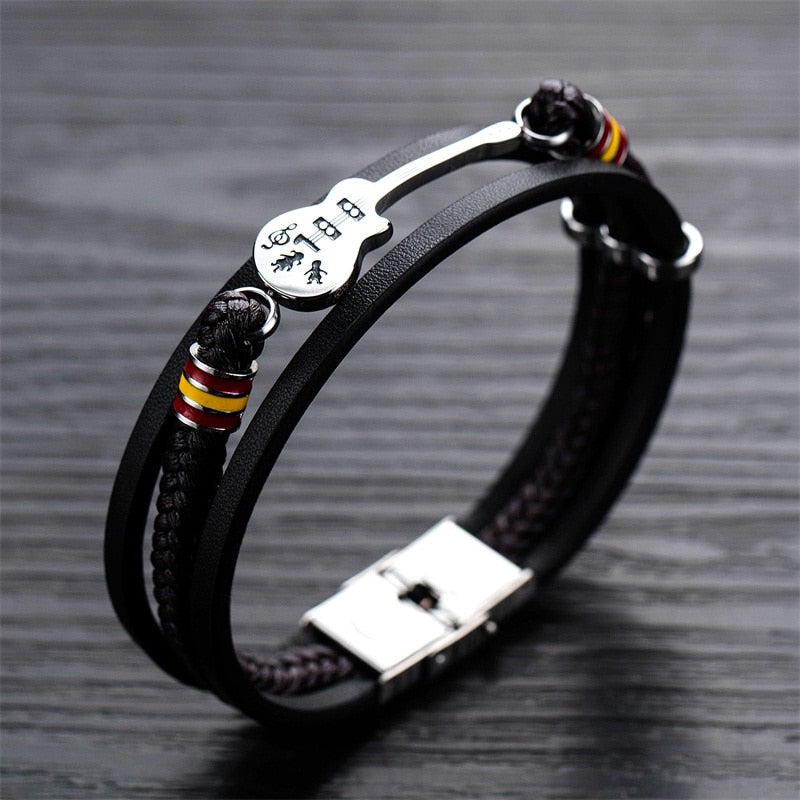 Zed Collection Leather Acoustic Guitar Bracelet