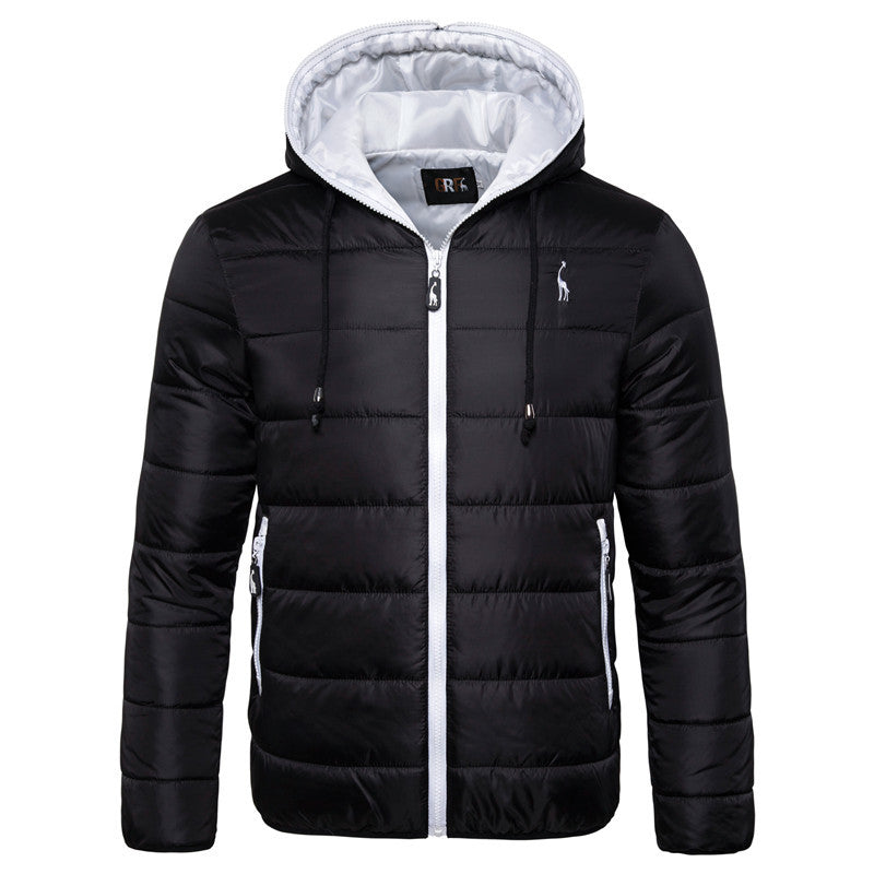 Windproof Men's Hoodied Zipper Winter Coat