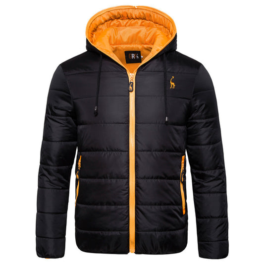 Windproof Men's Hoodied Zipper Winter Coat